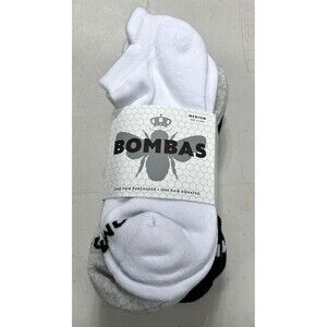4 Pack Bombas Mens Womens Unisex Ankle Socks Black Blue Gray Size Medium NEW